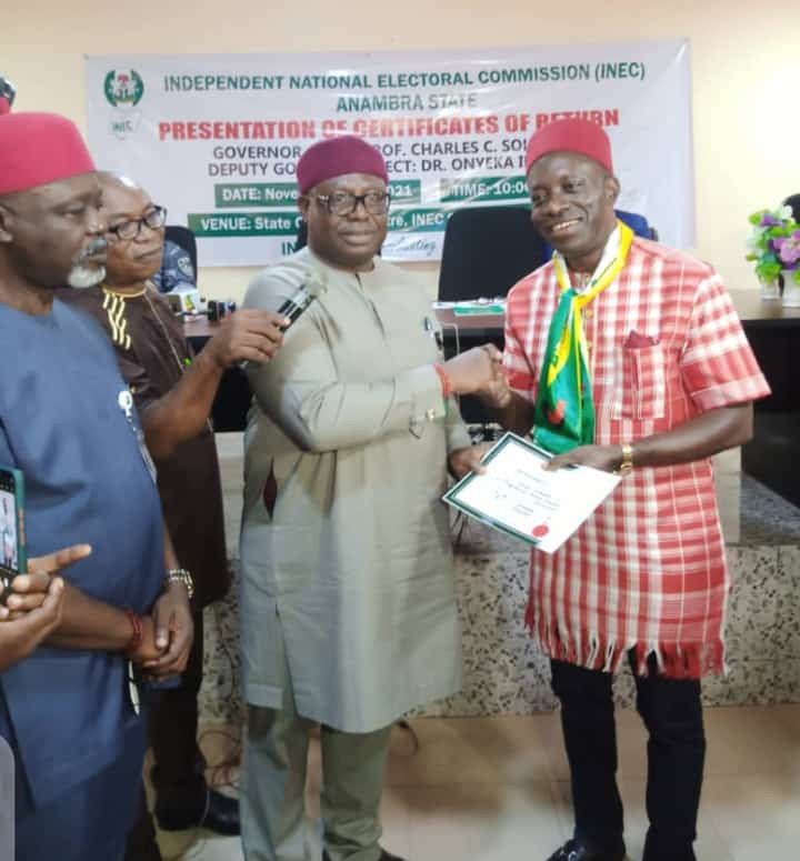 INEC presents Certificate of Return to Anambra governor-elect, Charles Soludo
