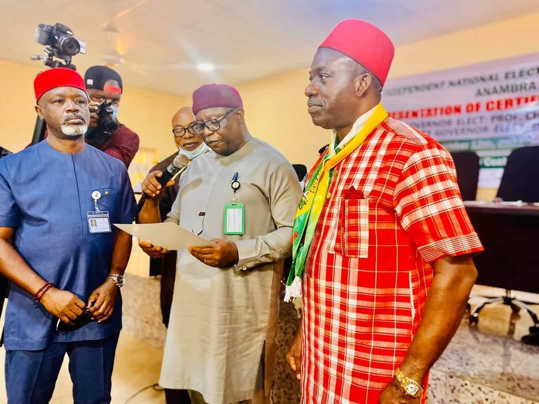 INEC presents Certificate of Return to Anambra governor-elect, Charles Soludo