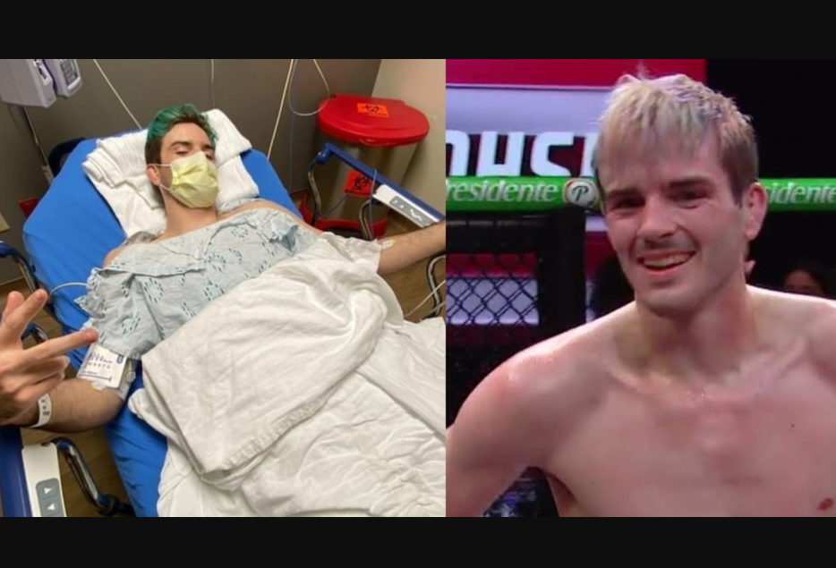 MMA fighter Christian Lohsen removes his testicle after being hit by a knee while training