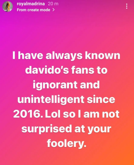 I am not surprised at your foolery - Cynthia Morgan slams Davido