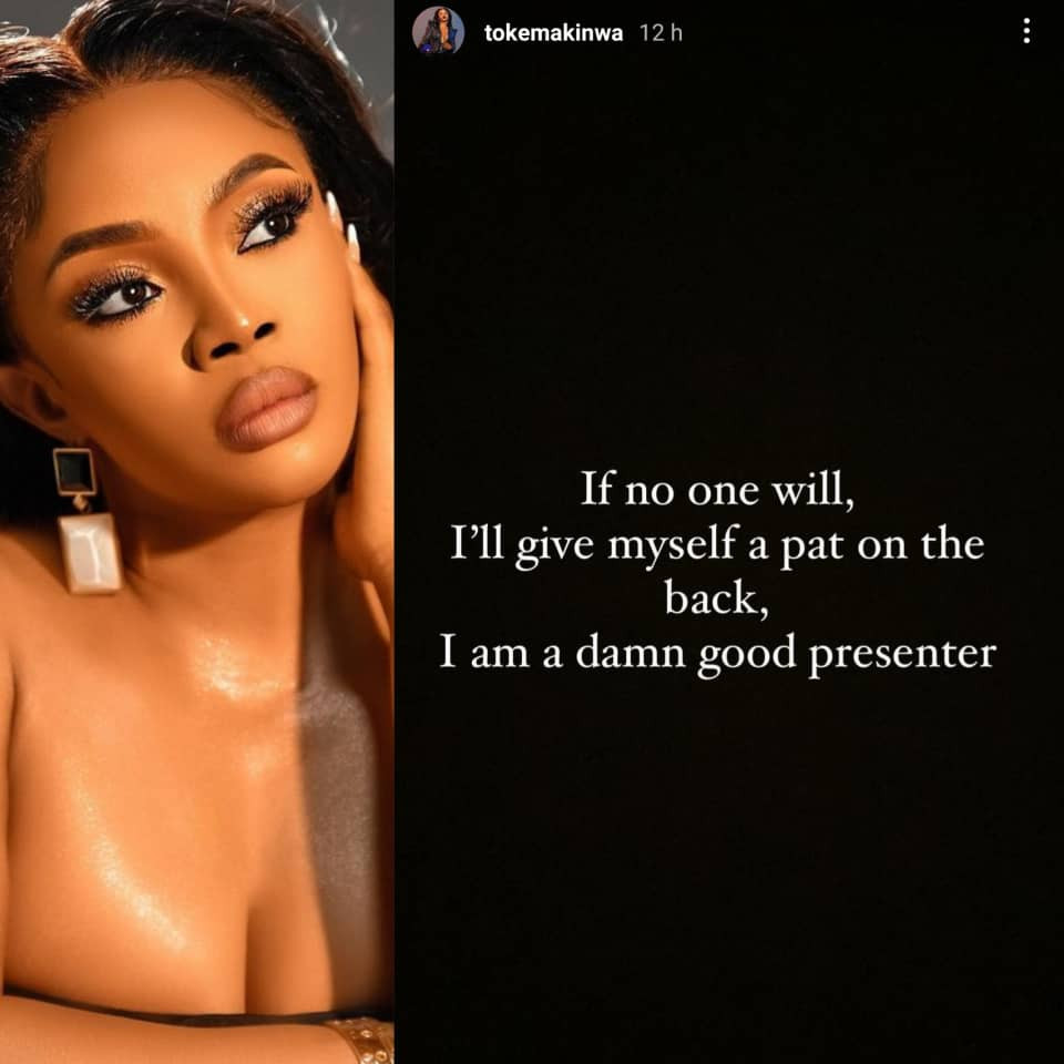 If no one will, I will give myself a pat on the back - Toke Makinwa hails herself as a