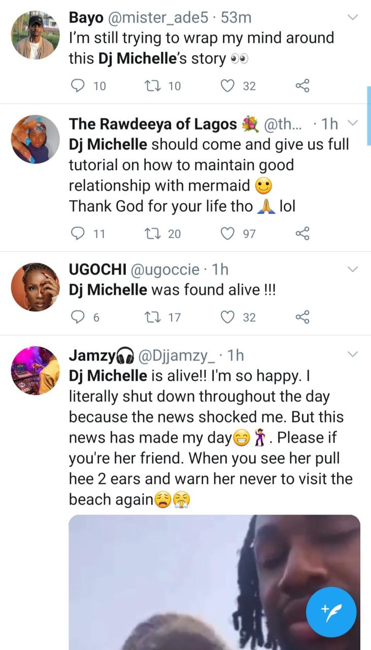 Video of DJ Michelle after she was found alive hours after family members claimed she drowned at the beach 