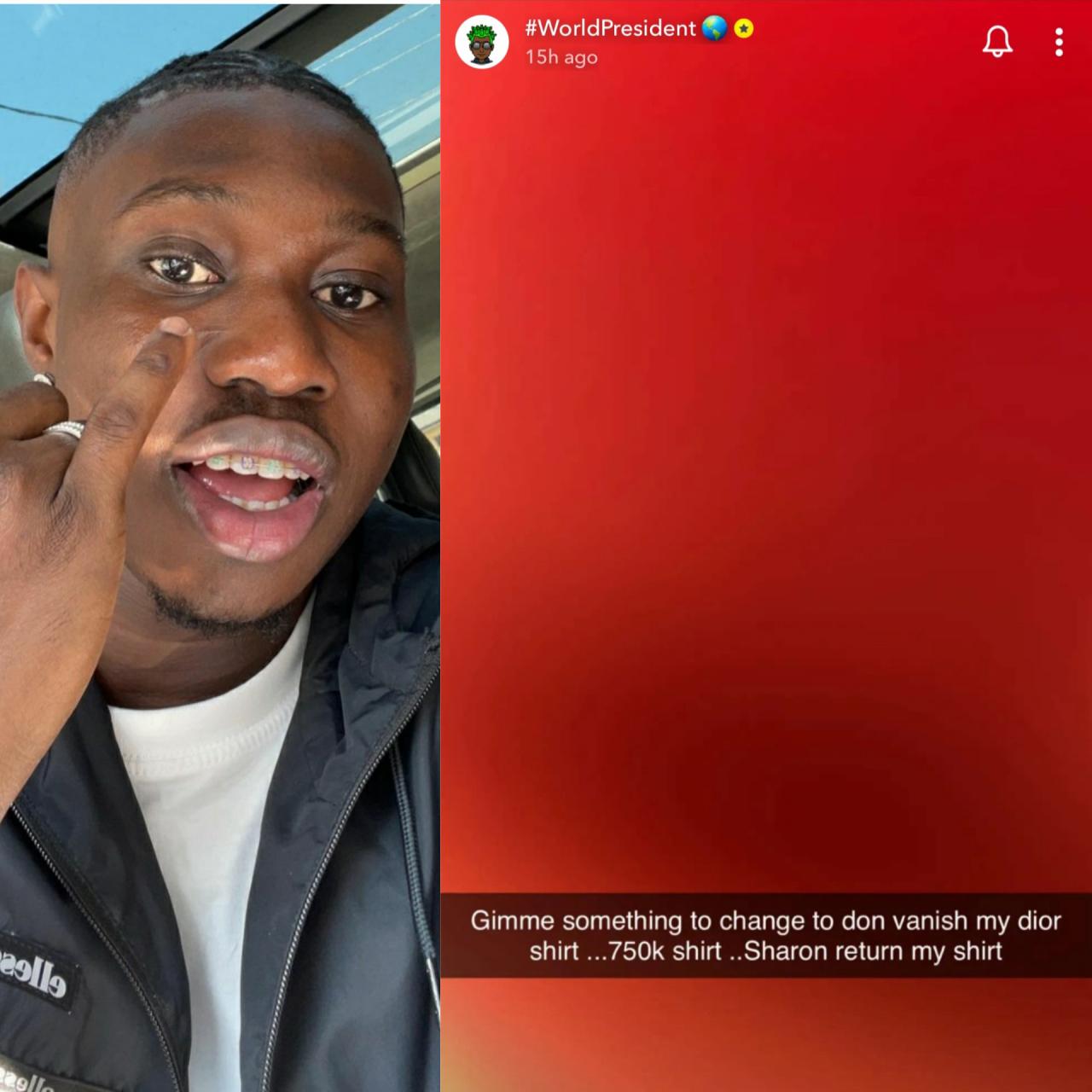 Singer Zlatan calls out "Sharon" for taking his N750k Dior shirt