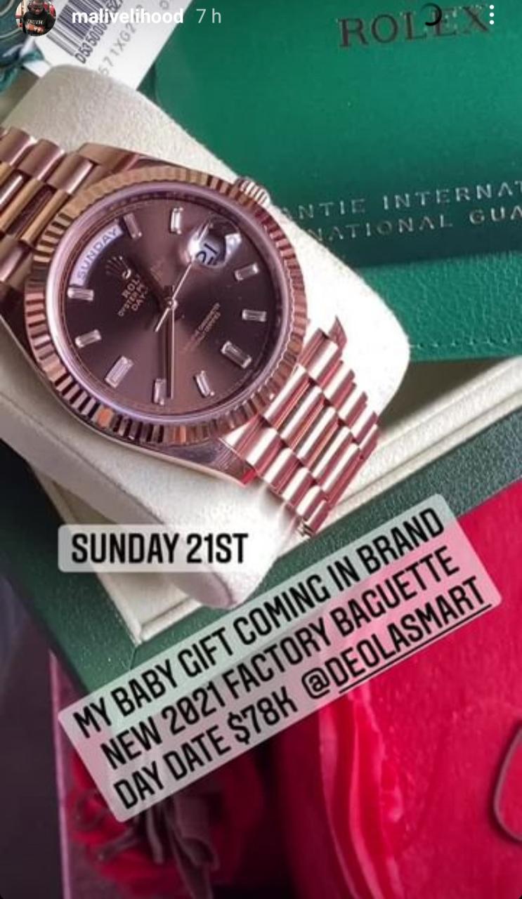 Nigerian jeweler, Malivelihood gifts wife Deola Smart 2021 Rolex watch worth over 32 million Naira (k) for her birthday (video)