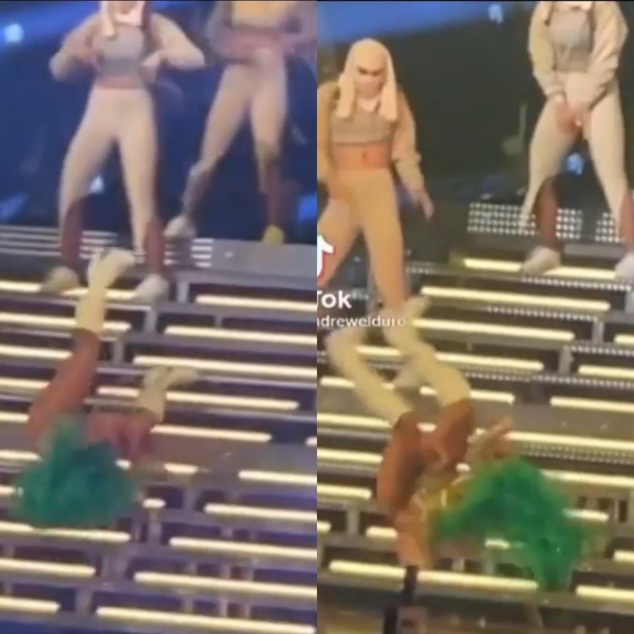 Singer, Karol G suffers embarrassing fall on stage while performing in Miami (video)