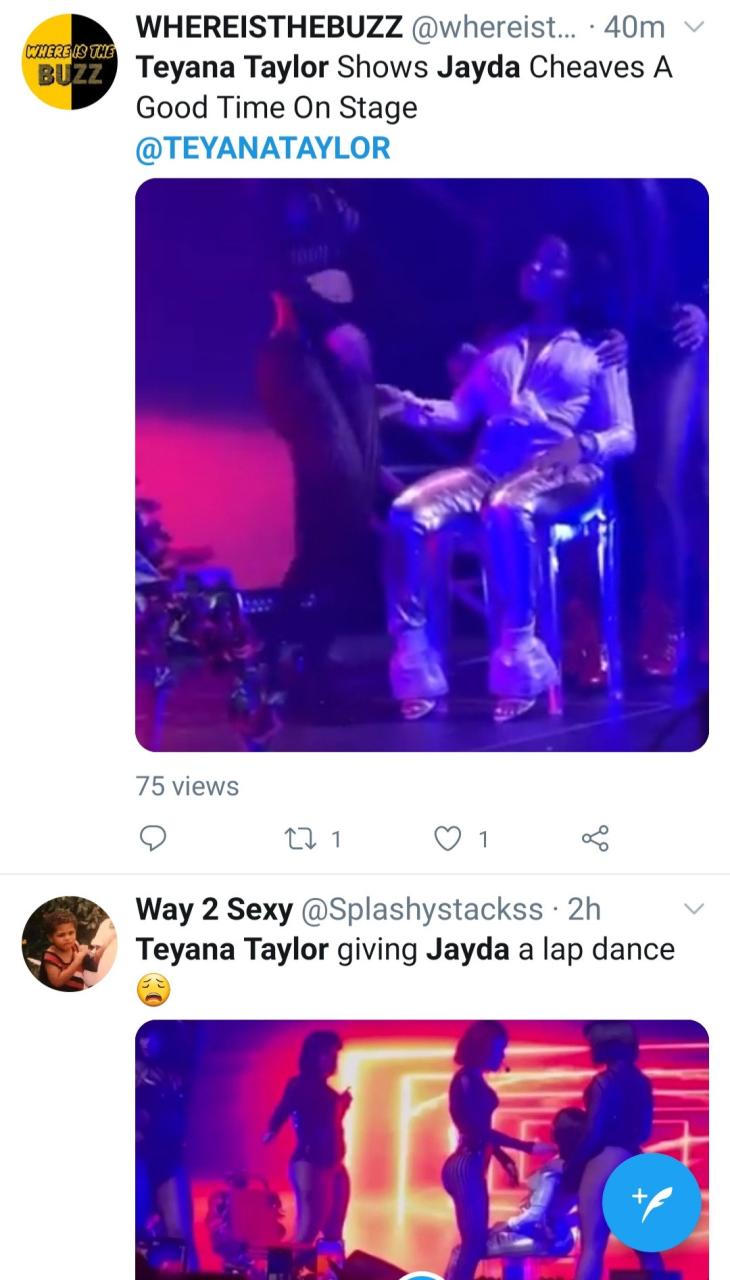 Teyana Taylor simulates s3x on stage as she grinds against Jayda Cheaves in steamy performance (video)