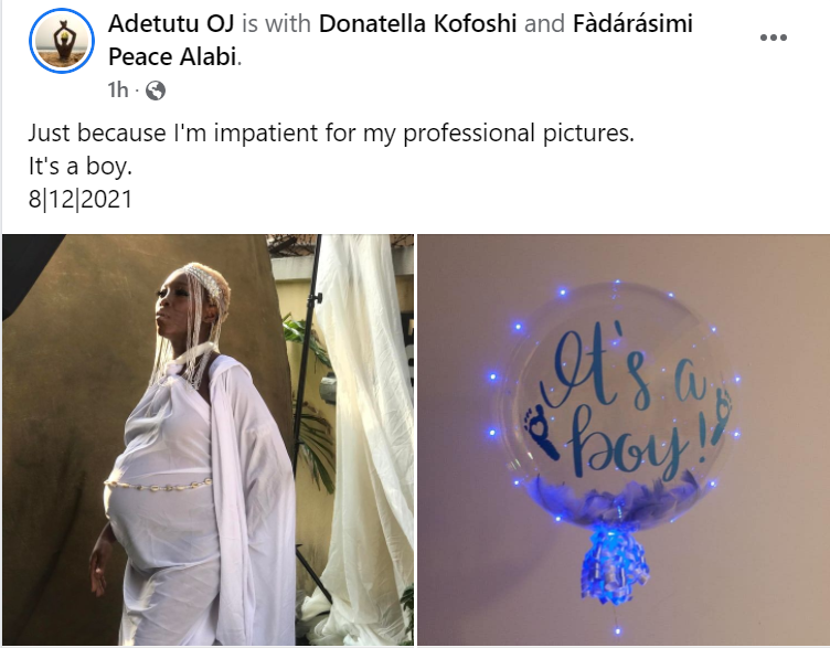 Tribal marks model, Adetutu welcomes a baby boy 