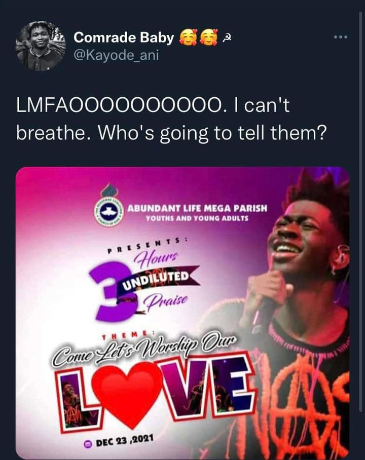 Nigerians react to an RCCG youth program flier with gay singer Lil Nas X