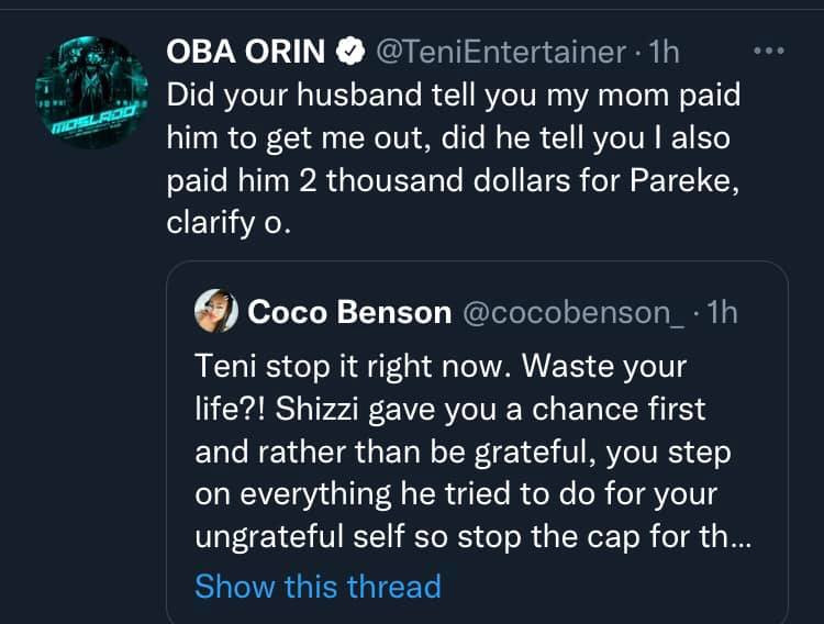 You wanted to waste my life - Teni fires back at music producer Shizzi and his wife following their comment after she complained about users 