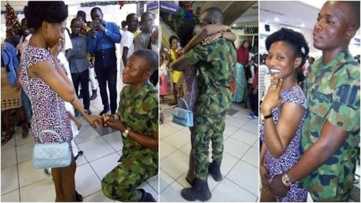 Nigerians dig up photos of male soldiers who proposed while in uniform and weren