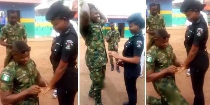 Nigerians dig up photos of male soldiers who proposed while in uniform and weren