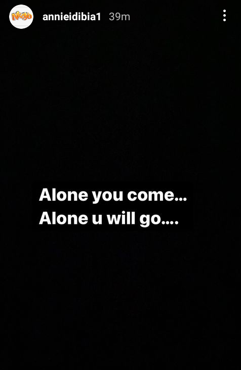 "Alone you come, alone you will go" - Annie Idibia shares cryptic post 