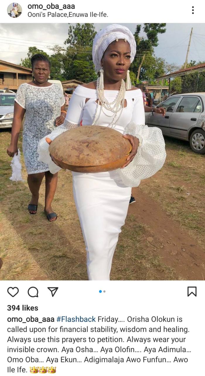 Nigerians troop to IG account of alleged new wife of Ooni of Ife where she calls herself "Aya Oba"