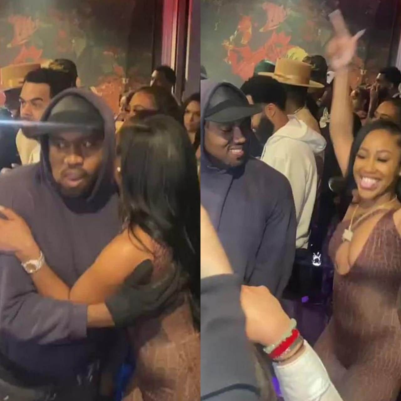 Smiling Kanye West spotted with Instagram model Yasmine Lopez at party (photos)