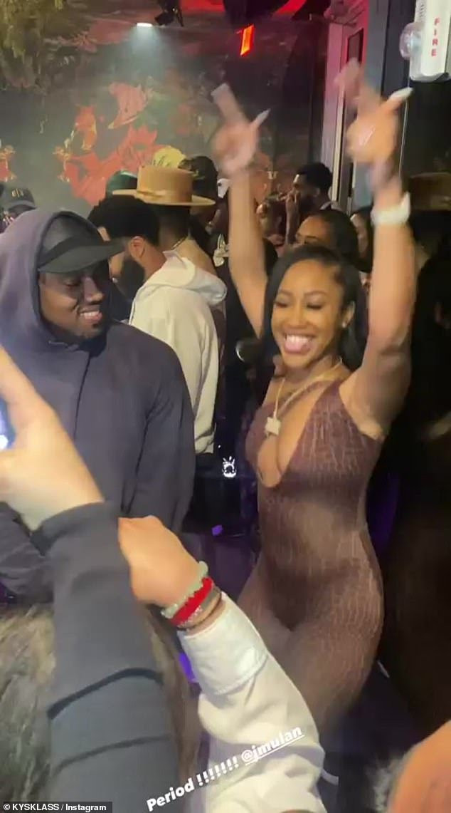 Smiling Kanye West spotted with Instagram model Yasmine Lopez at party (photos)