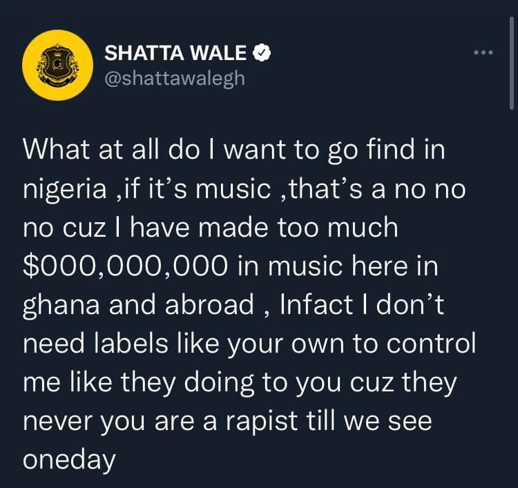 He is a rap*st, he is jealous I did the same to his girl - Shatta Wale continues dragging Burna Boy