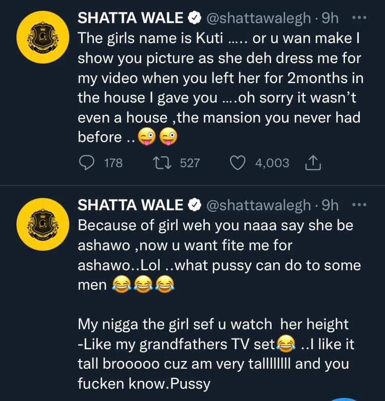He is a rap*st, he is jealous I did the same to his girl - Shatta Wale continues dragging Burna Boy