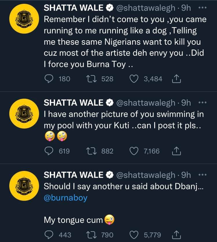 He is a rap*st, he is jealous I did the same to his girl - Shatta Wale continues dragging Burna Boy
