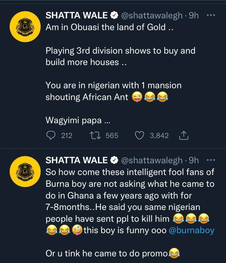 He is a rap*st, he is jealous I did the same to his girl - Shatta Wale continues dragging Burna Boy