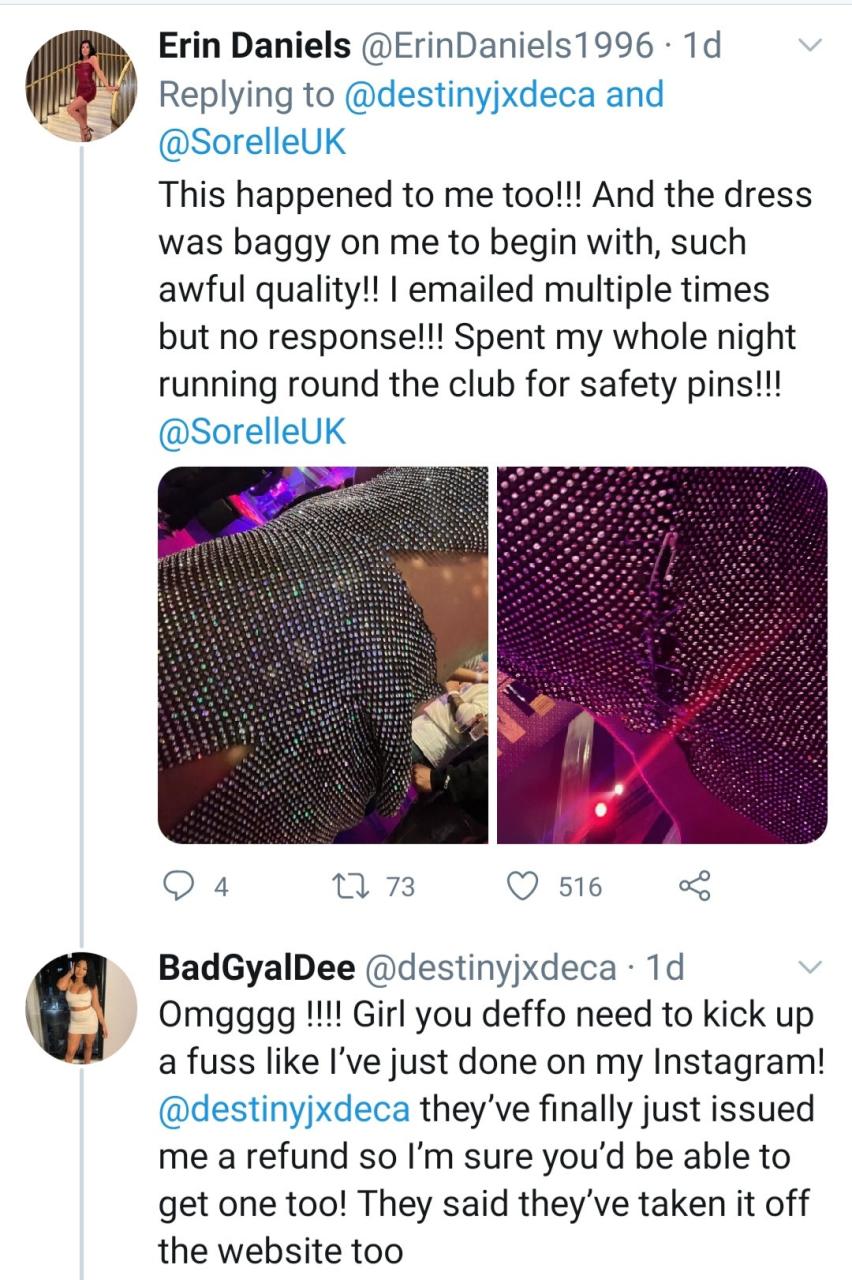 Woman calls out store after skimpy dress bought from them ripped open while she was partying
