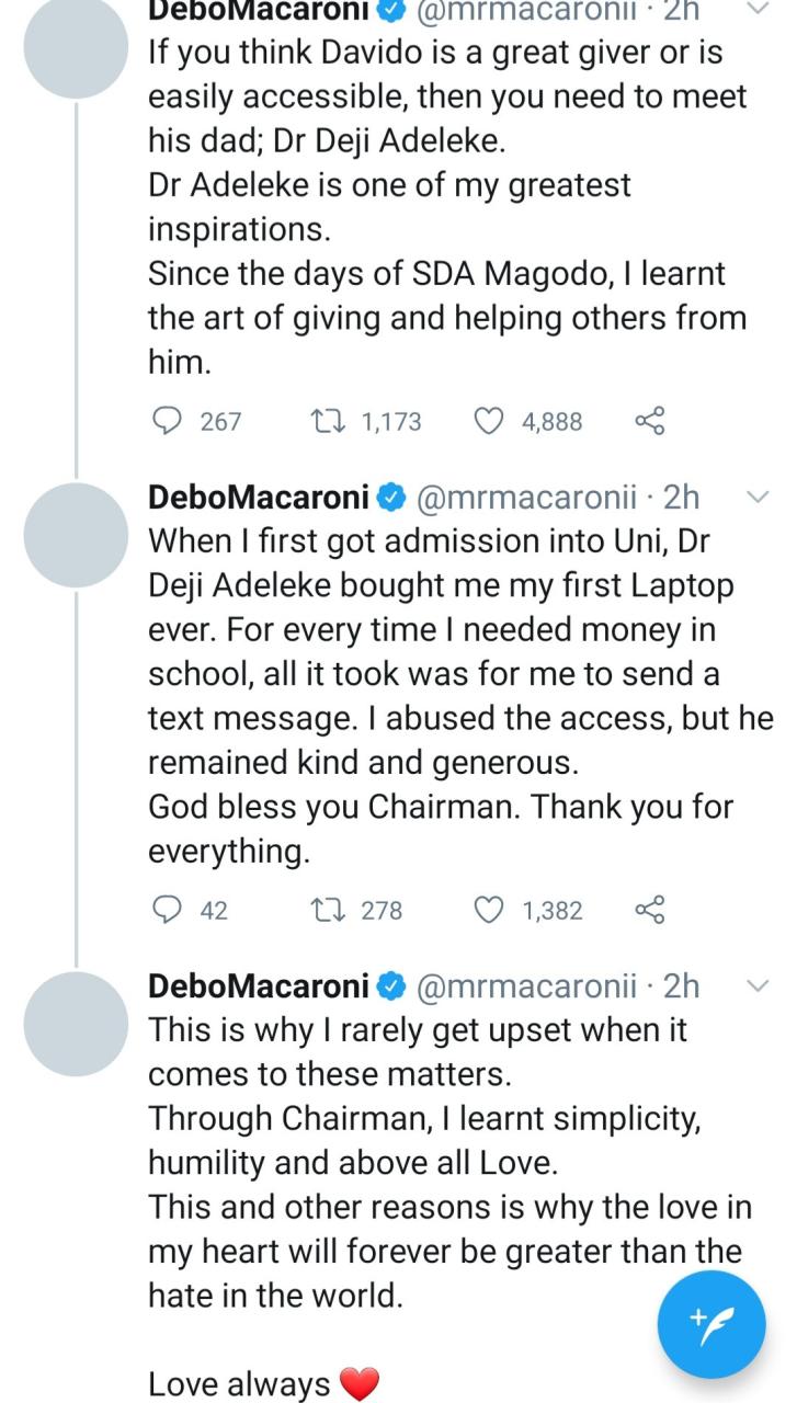 Mr Macaroni hails Davido