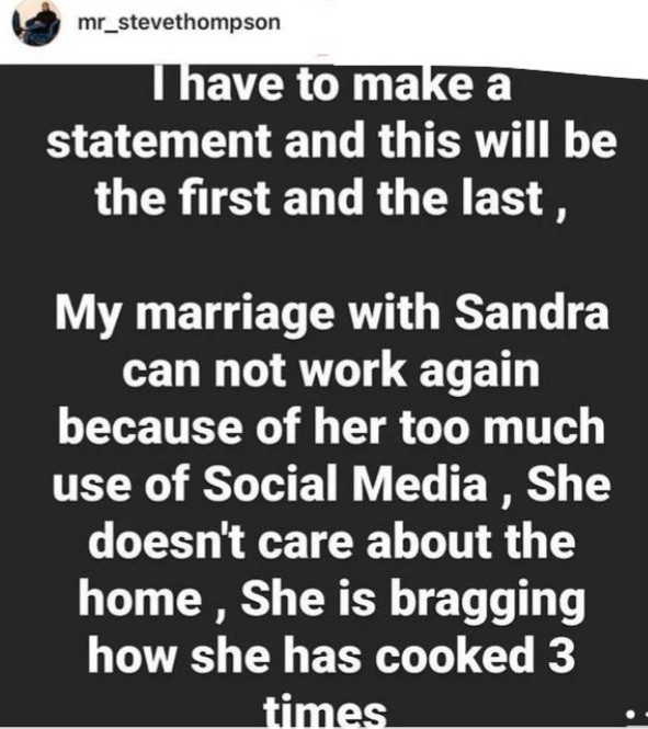 Steve Thompson reveals why his marriage to Ubi Franklin