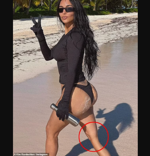Kim Kardashian deletes Instagram photo after being accused of Photoshopping her leg in bikini snaps