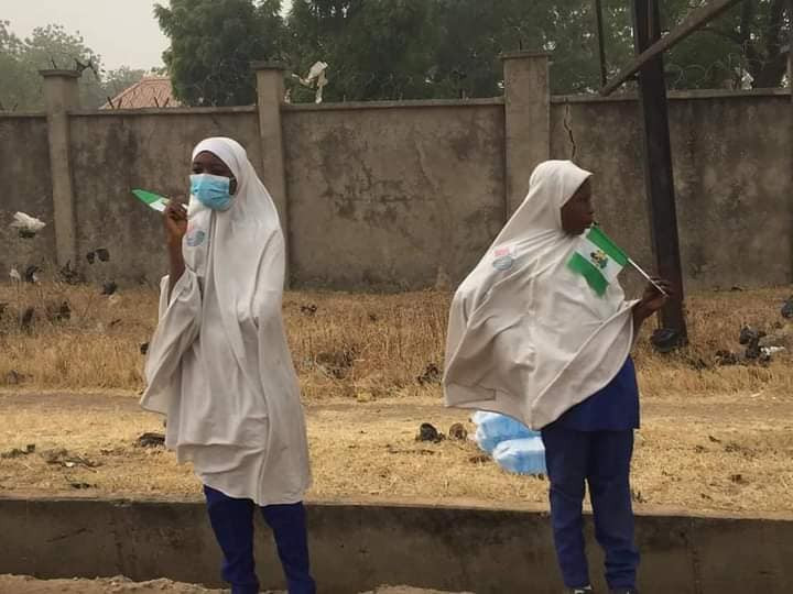 Photos of Zamfara students waiting for President Buhari before he cancelled his trip over poor weather 