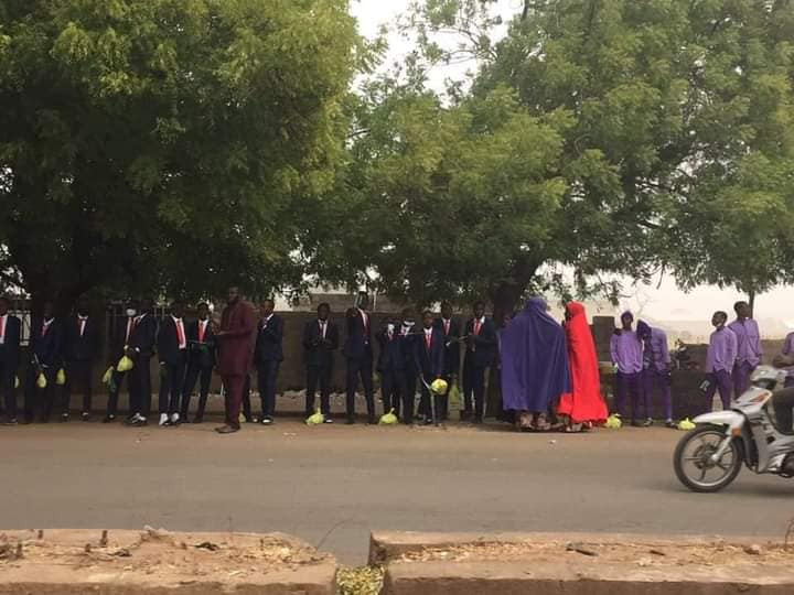Photos of Zamfara students waiting for President Buhari before he cancelled his trip over poor weather 