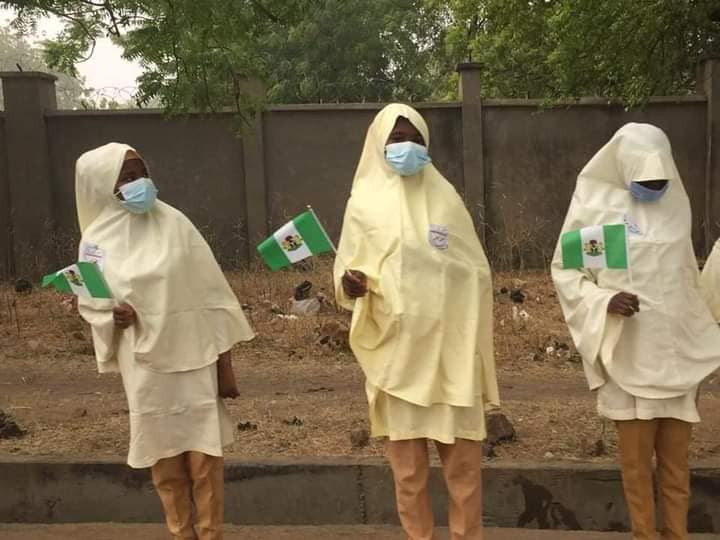 Photos of Zamfara students waiting for President Buhari before he cancelled his trip over poor weather 