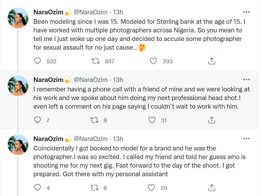 Makeup artist and model, Nara Ozim insists she was sexually assaulted by photographer after Twitter users accused her of making a false claim (see video evidence she presented)
