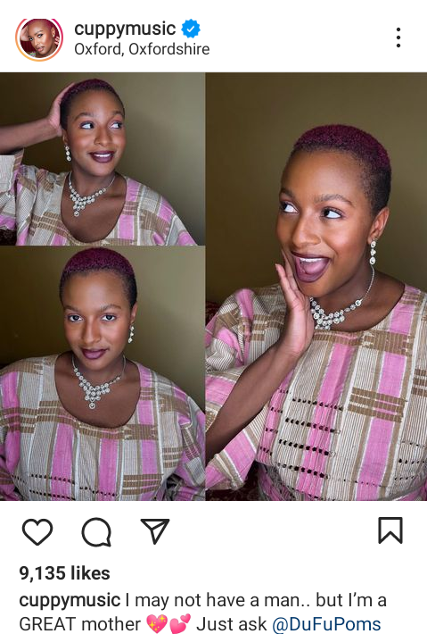 "I may not have a man but I?m a great mother" - DJ Cuppy says 