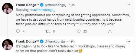 Nigeria low-key has an artisanal skill problem. There?s less and less people picking up carpentry, plumbing, metal work - Actor Frank Donga