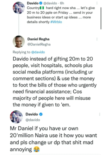 N20m gift: Davido replies a "Special Adviser"