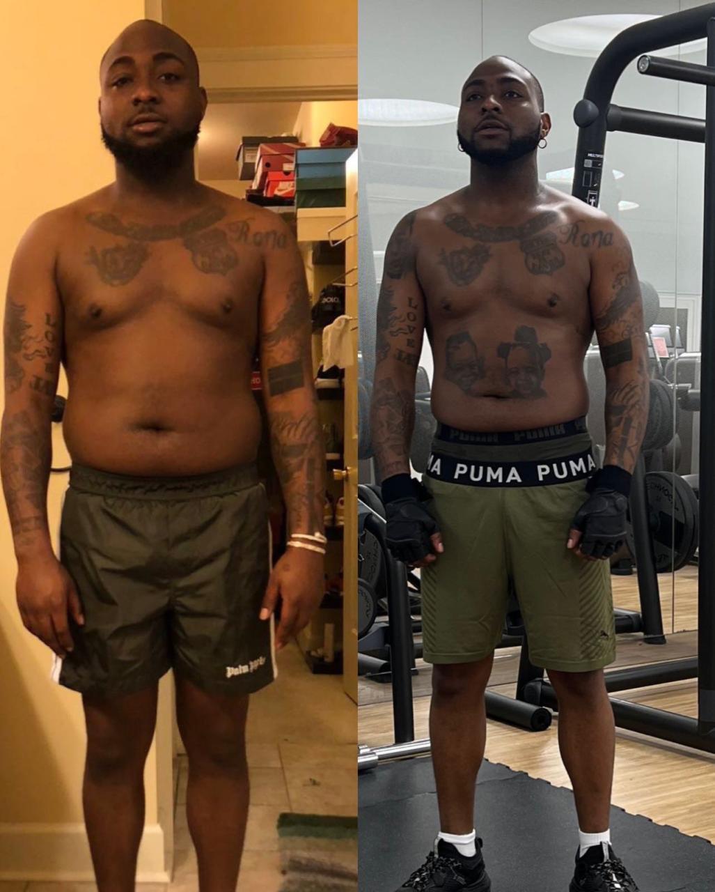 Davido shows off his transformation since he began exercising