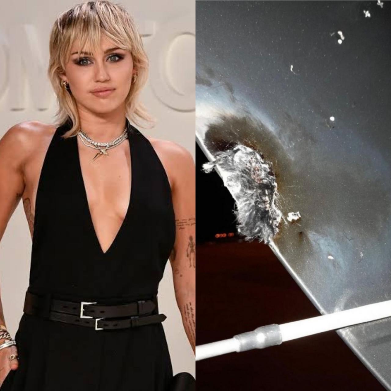 Miley Cyrus and her crew survive after their plane was struck and damaged by lightning causing them to make emergency landing