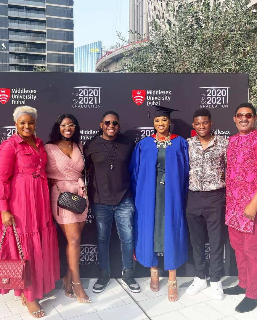 Actress Omotola Jalade-Ekeinde celebrates as her first daughter, Princess, bags MSc from a Dubai University (photos)