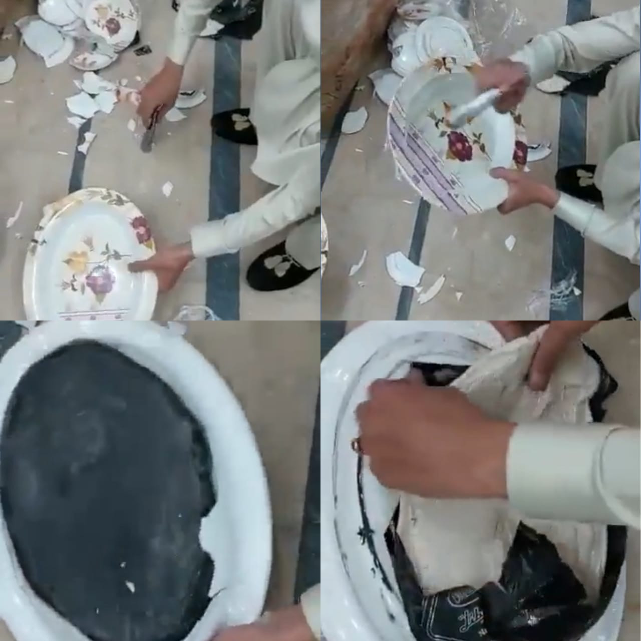 Watch how suspected drug traffickers packaged hard drugs inside ceramic plates  (video)