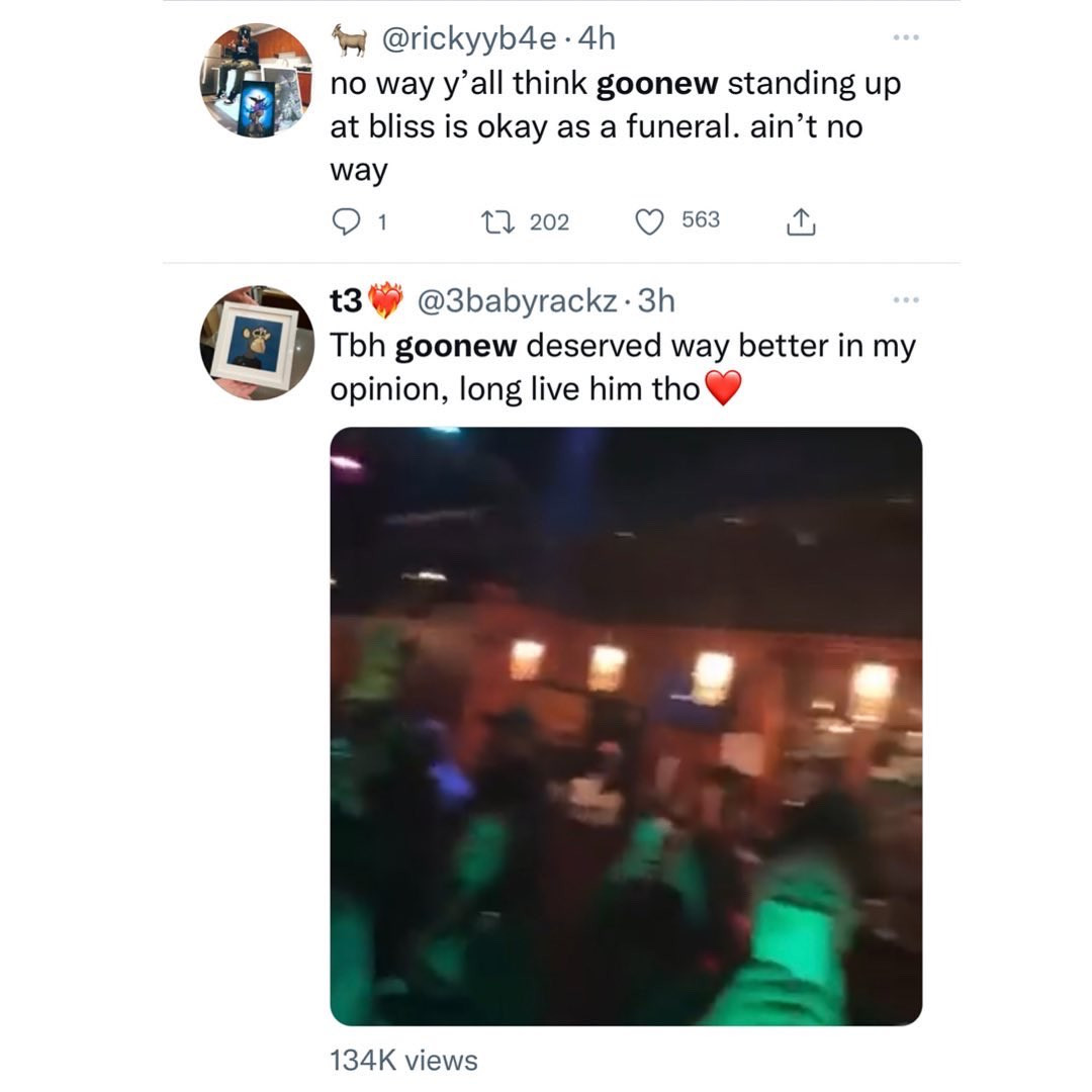 Reactions as funeral for murdered rapper Goonew holds in a night club with his embalmed body propped up on stage (video)