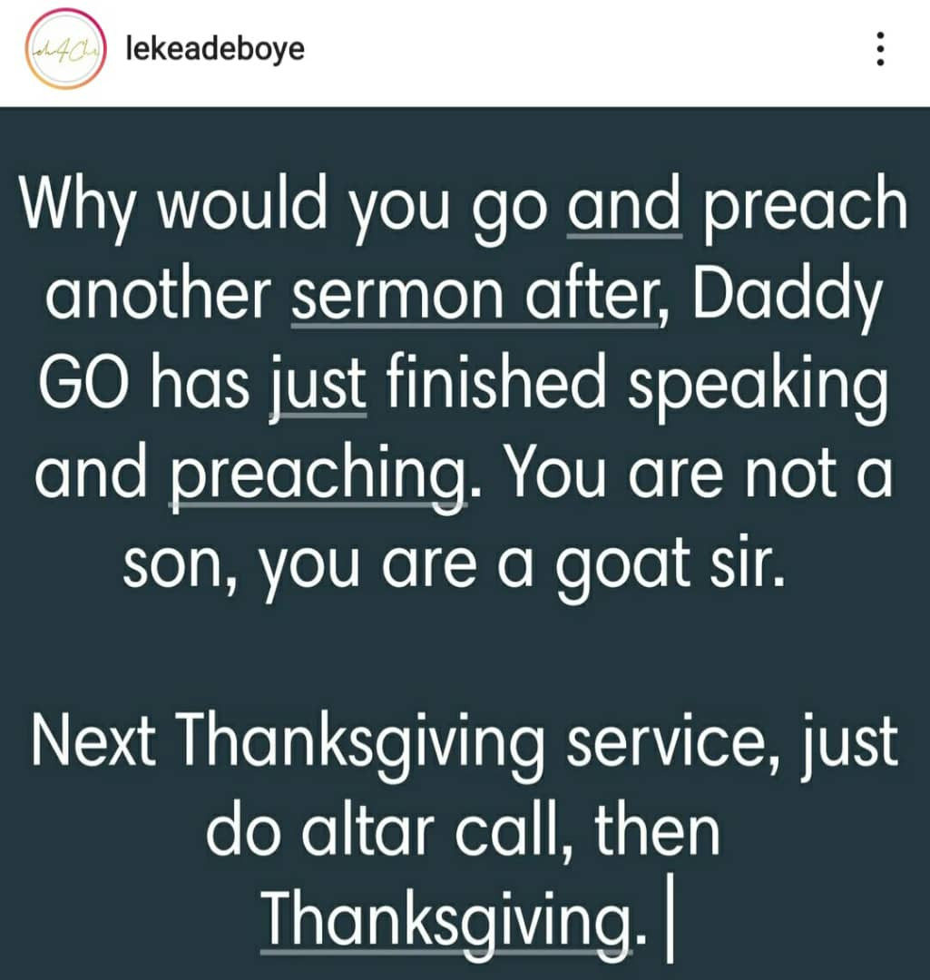 You are a goat Sir- Leke Adeboye, son of RCCG General Overseer Pastor E.A Adeboye, slams erring pastors of the church