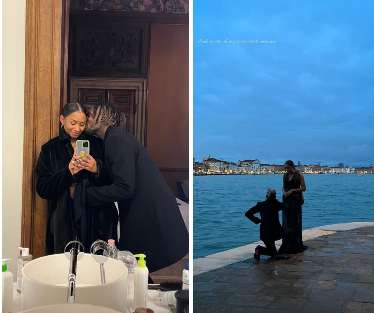 Newly engaged Temi Otedola and Mr Eazi share loved-up photos