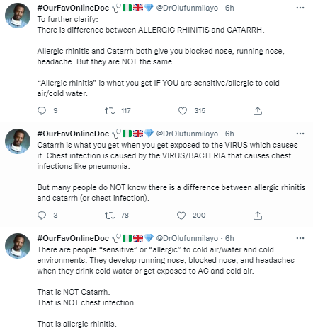 Drinking cold water does not cause Catarrh - Dr Olufunmilayo educates Nigerians