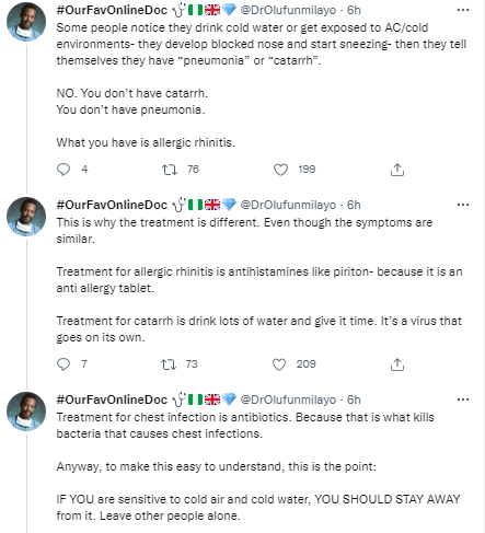 Drinking cold water does not cause Catarrh - Dr Olufunmilayo educates Nigerians