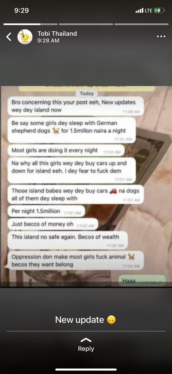 Twitter user claims that some girls are sleeping with dogs in Lagos for N1.5m