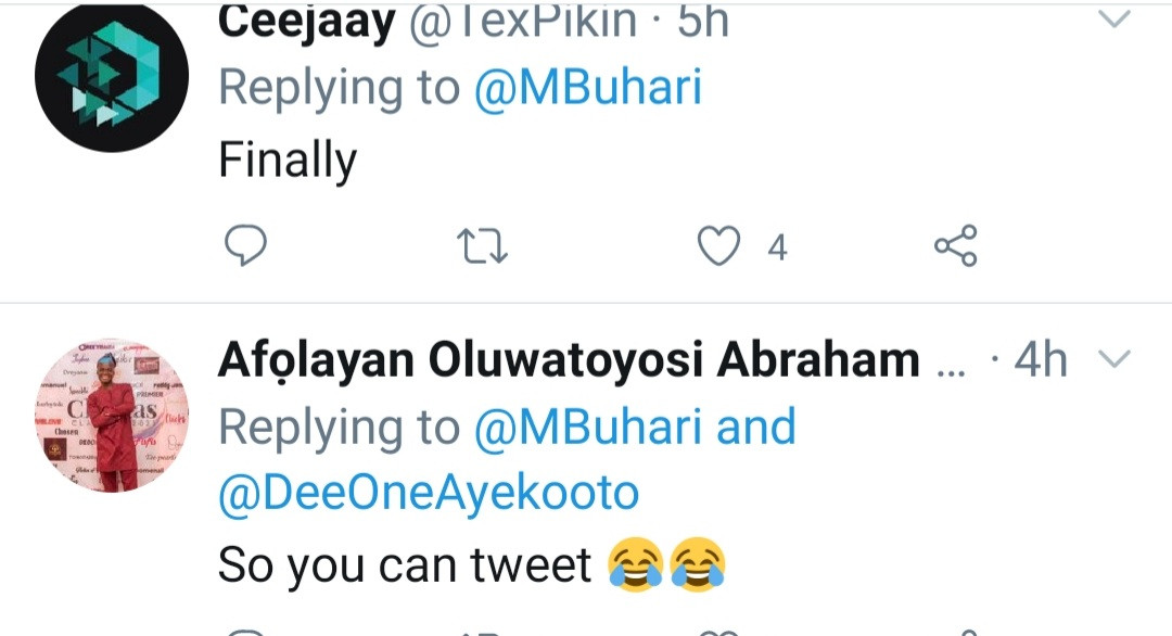 Nigerians react as Buhari returns to Twitter after 11 months following Twitter ban