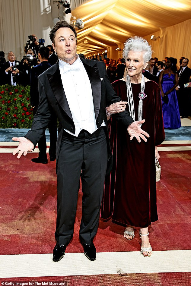 Goofy Elon Musk attends Met Gala red carpet with his mom as he is spotted out in public for the first time since buying Twitter (photos)