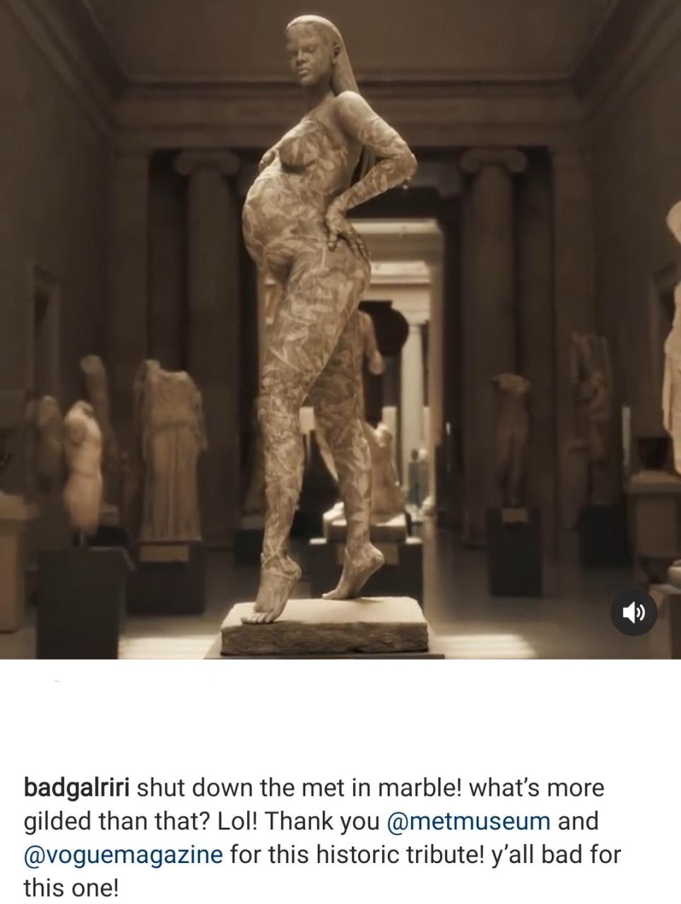 Pregnant Rihanna honored with a statue at Met Gala 2022