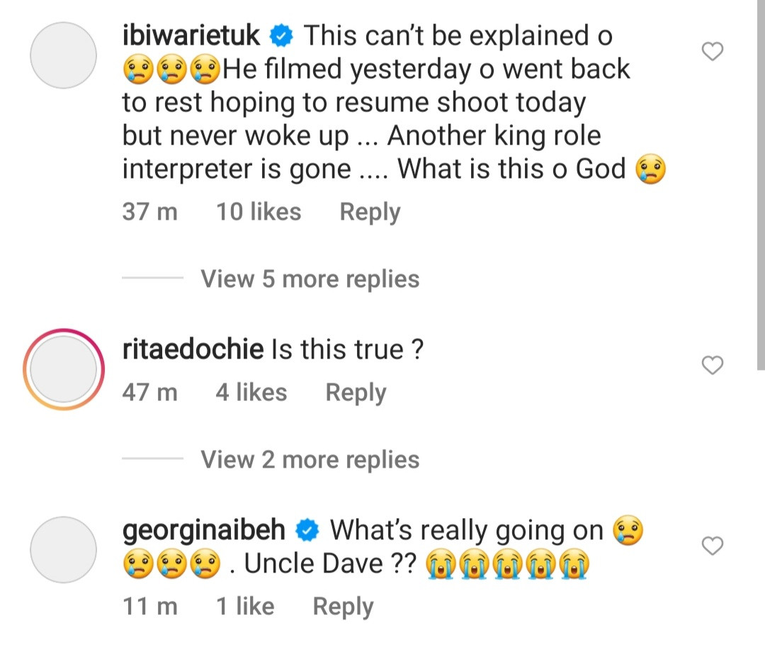 Nollywood actor Sir David Osagie dies suddenly hours after filming on set 