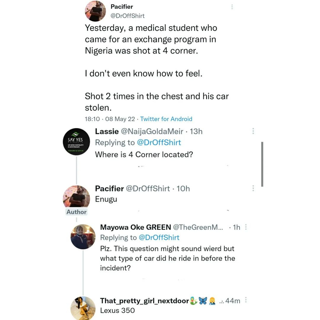 Twitter users mourn Nigerian medical doctor who came in from Asia for an exchange program in Nigeria but was 
