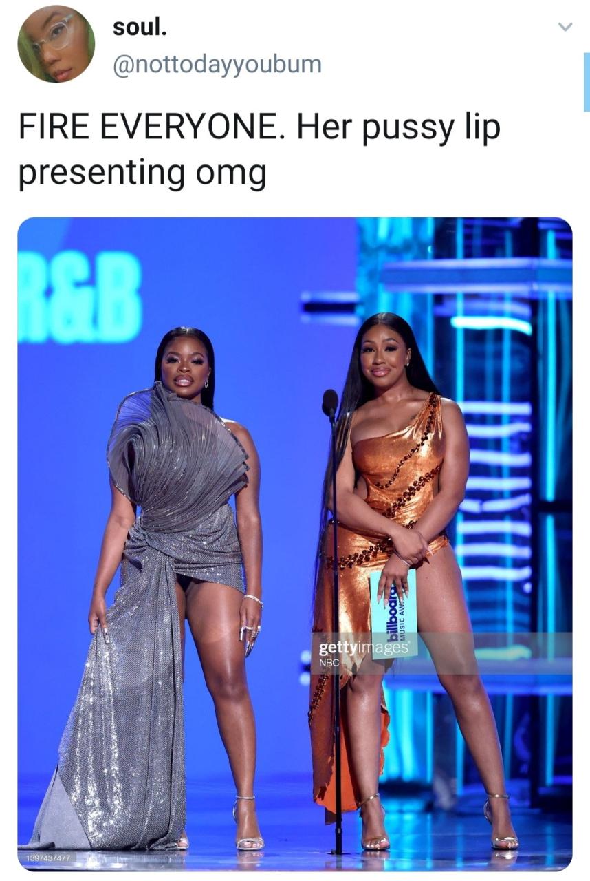 Rapper JT reacts after her lady part was accidentally exposed on stage at the Billboard Awards